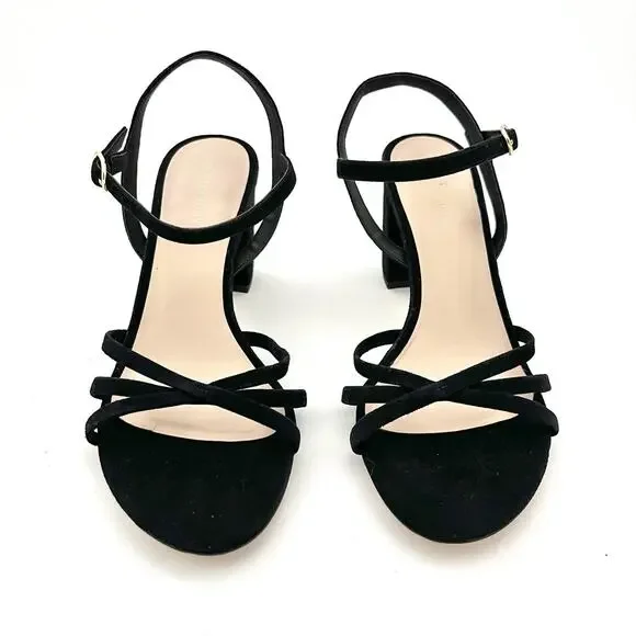 Stuart Weitzman 10.5 Starla Criss Cross Strappy Black Suede Heels Sexy MSRP $475 - Picture 6 of 12